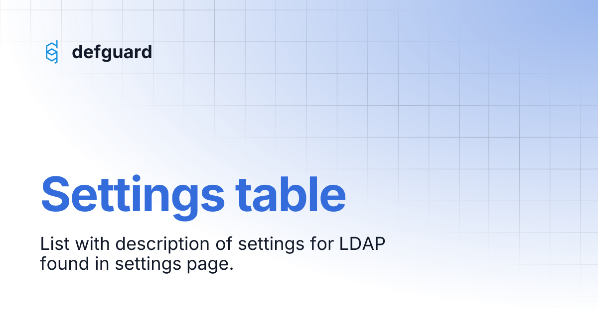 Settings table | 1.5 | defguard