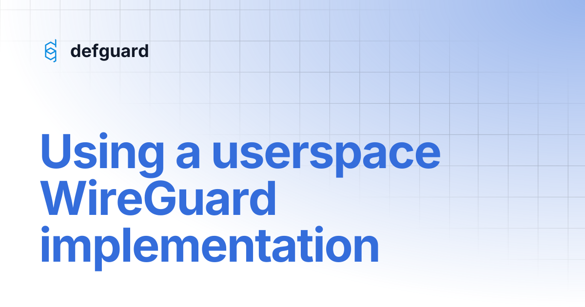 Using a userspace WireGuard implementation | defguard